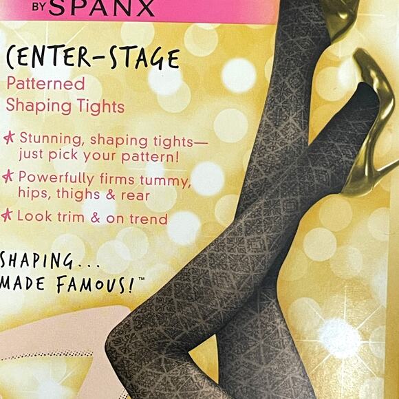 Star Power Spanx Center Stage Patterned Shaping Tights Nouveau Backdrop Black A - Picture 3 of 8
